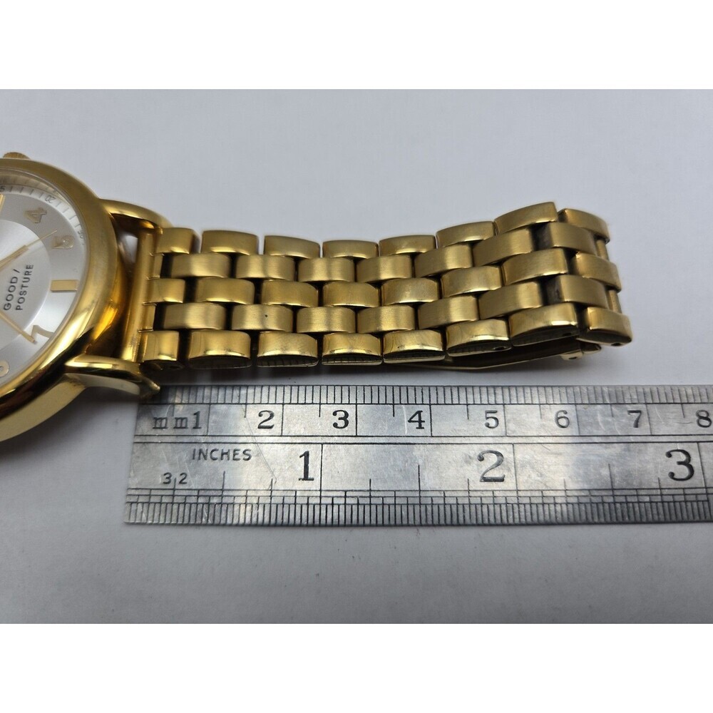 Breda Good Posture Blossom 18K Gold Plated Quartz Watch 41mm Mens New Battery - Picture 9 of 11